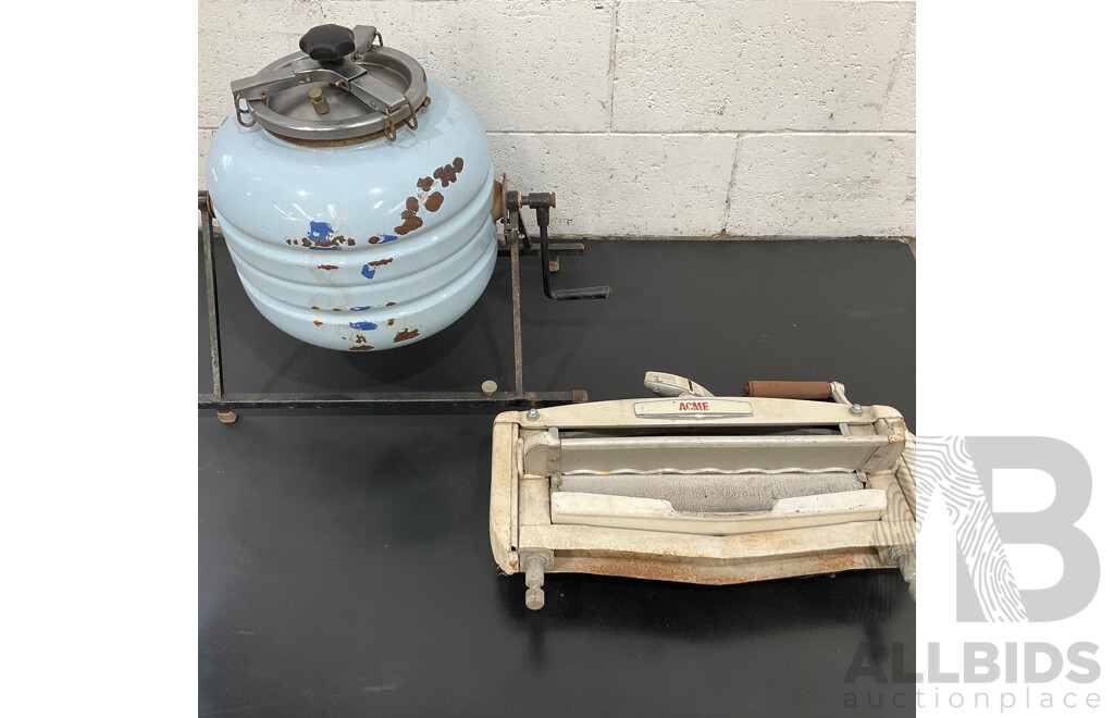 Vintage Outdoor Camping Hand Washer & ACME Clothes Wringer