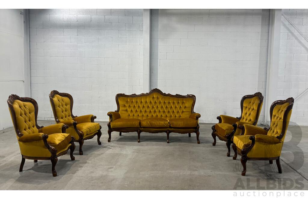Reproduction Victorian Mahogany Five Piece Lounge Suite