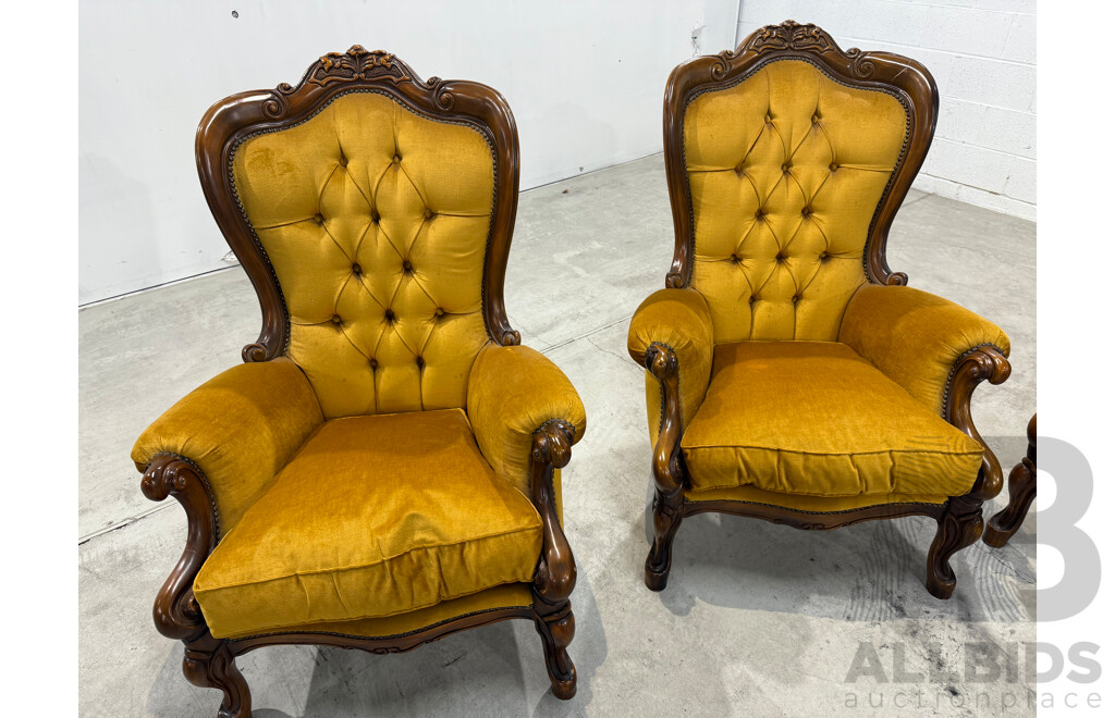 Reproduction Victorian Mahogany Five Piece Lounge Suite