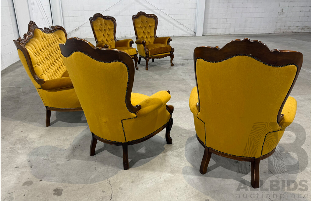 Reproduction Victorian Mahogany Five Piece Lounge Suite