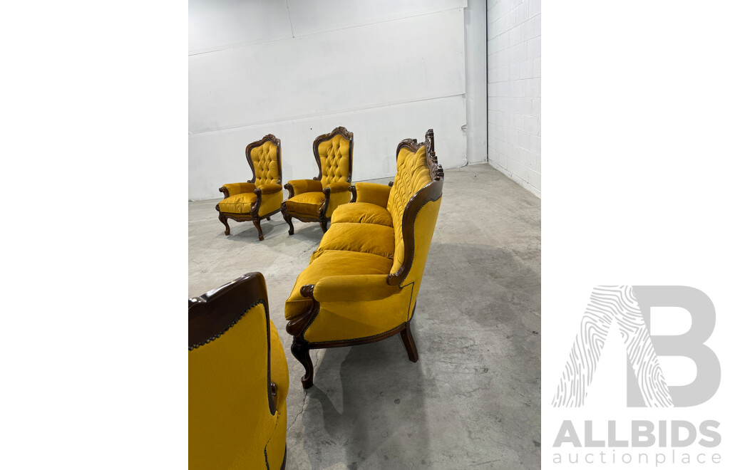 Reproduction Victorian Mahogany Five Piece Lounge Suite
