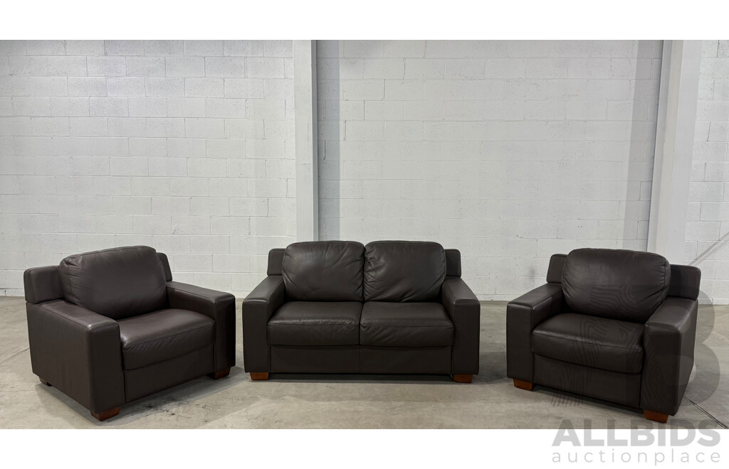 Berlin City Cocoa Leather Three Piece Lounge Suite