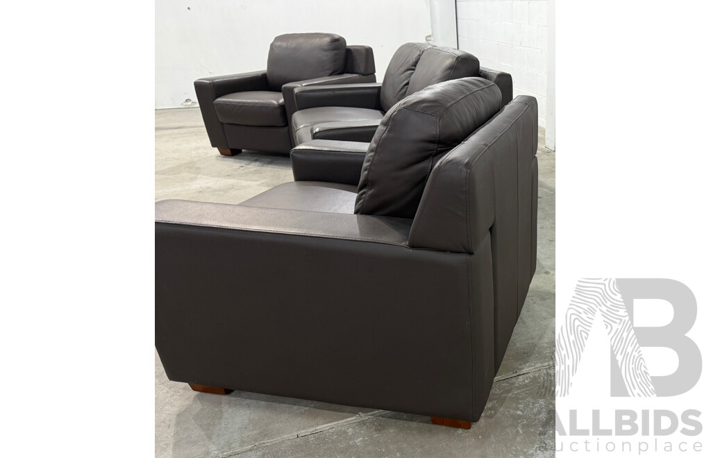 Berlin City Cocoa Leather Three Piece Lounge Suite