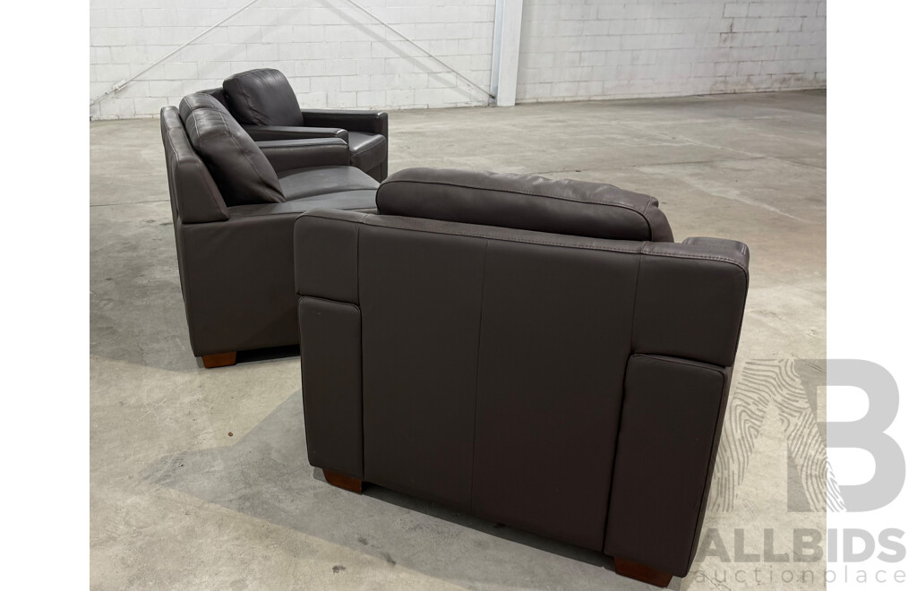 Berlin City Cocoa Leather Three Piece Lounge Suite