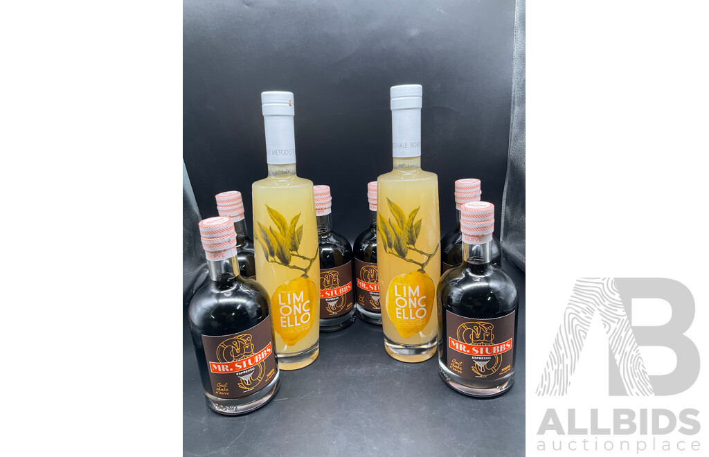 LIMONCELLO 770ml (x2), MR. STUBBS Espresso 500ml (x6) - Lot of 8