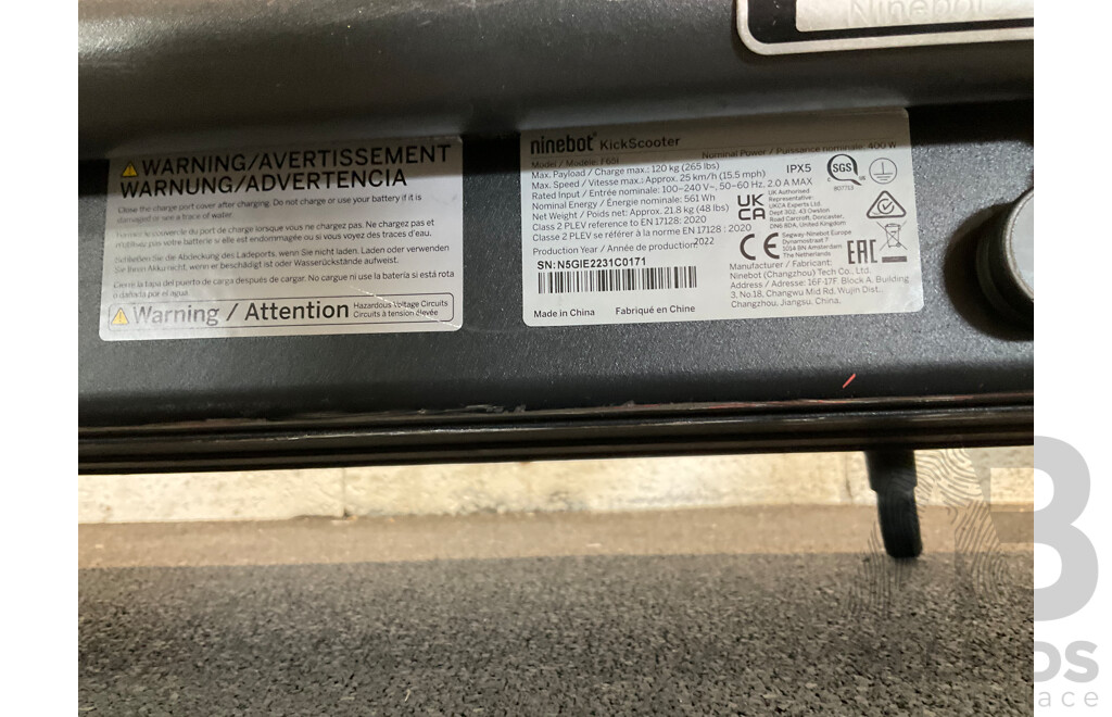 Segway Ninebot Kickscooter F65l Electric Scooter - Black