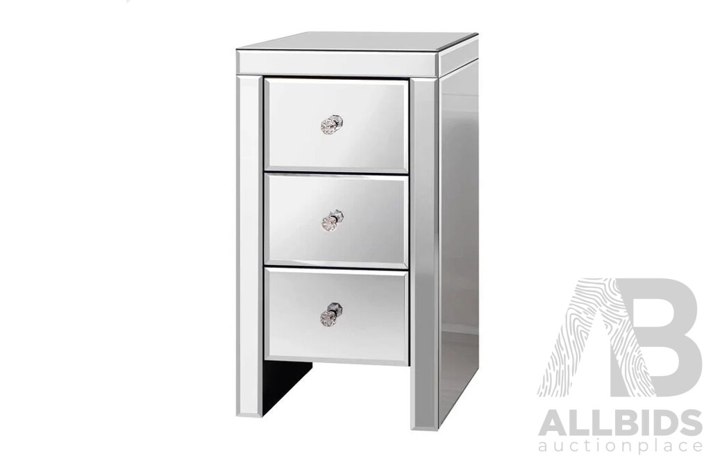 ALFORDSON Mirrored Bedside Table Silver