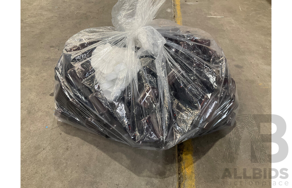 Large Bag Filled with Amber Plastic Bottles