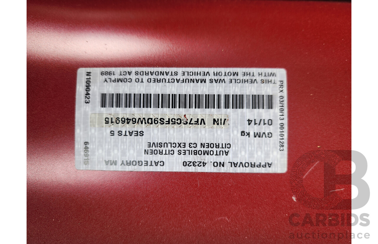 1/2014 Citroen C3 Exclusive 1.6 A5 MY14 5d Hatchback Red 1.6L