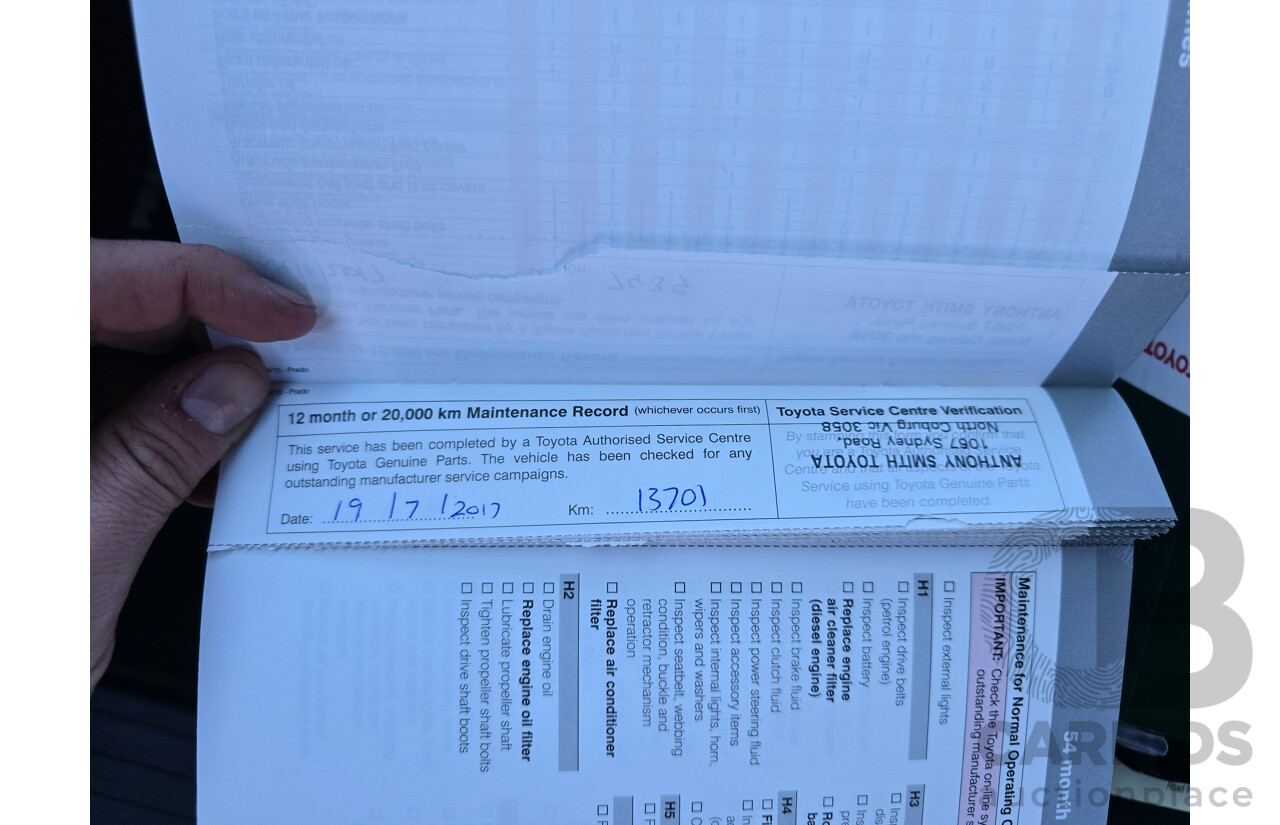 6/2016 Toyota Landcruiser Prado GXL (4x4) GDJ150R MY16 4d Wagon Glacier White Turbo Diesel 2.8L - 7 Seater