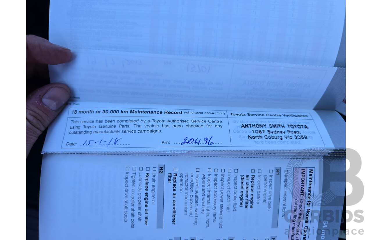 6/2016 Toyota Landcruiser Prado GXL (4x4) GDJ150R MY16 4d Wagon Glacier White Turbo Diesel 2.8L - 7 Seater