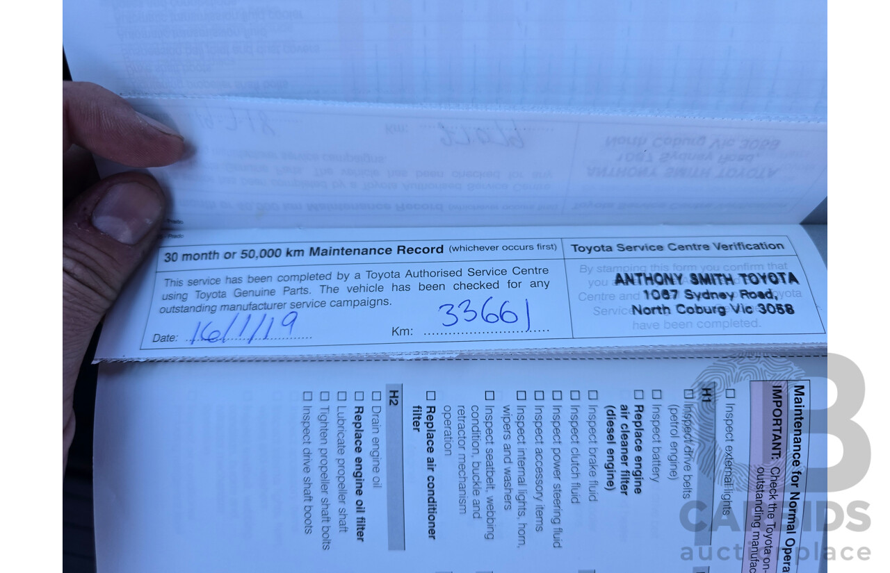 6/2016 Toyota Landcruiser Prado GXL (4x4) GDJ150R MY16 4d Wagon Glacier White Turbo Diesel 2.8L - 7 Seater