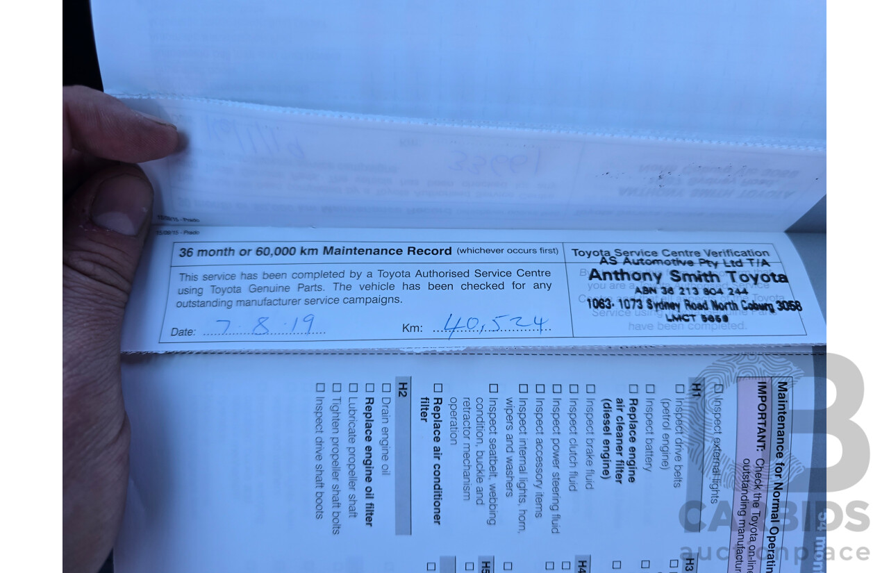 6/2016 Toyota Landcruiser Prado GXL (4x4) GDJ150R MY16 4d Wagon Glacier White Turbo Diesel 2.8L - 7 Seater