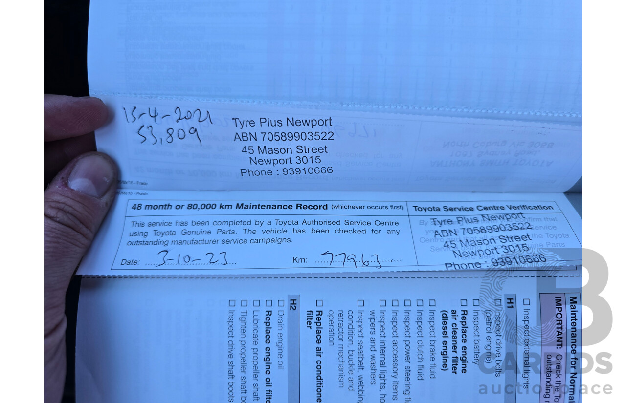 6/2016 Toyota Landcruiser Prado GXL (4x4) GDJ150R MY16 4d Wagon Glacier White Turbo Diesel 2.8L - 7 Seater