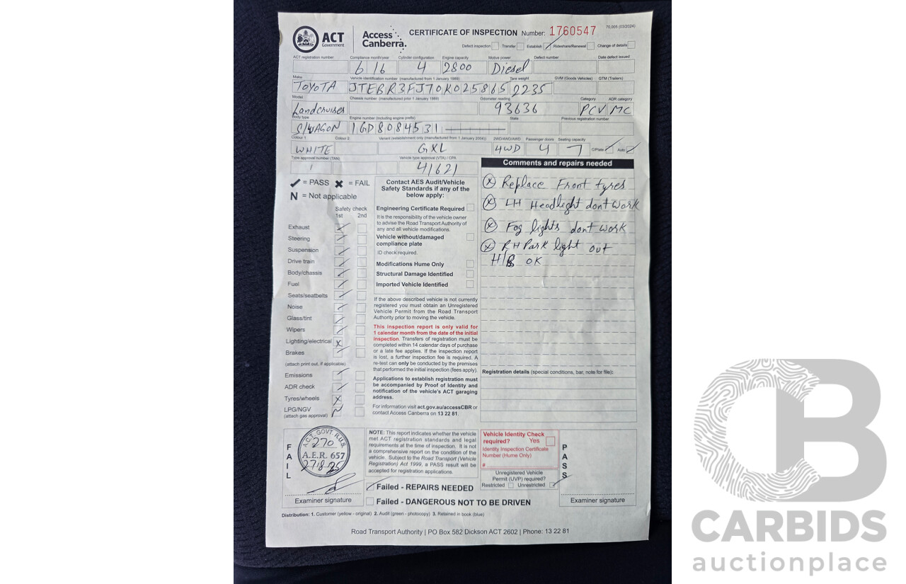 6/2016 Toyota Landcruiser Prado GXL (4x4) GDJ150R MY16 4d Wagon Glacier White Turbo Diesel 2.8L - 7 Seater