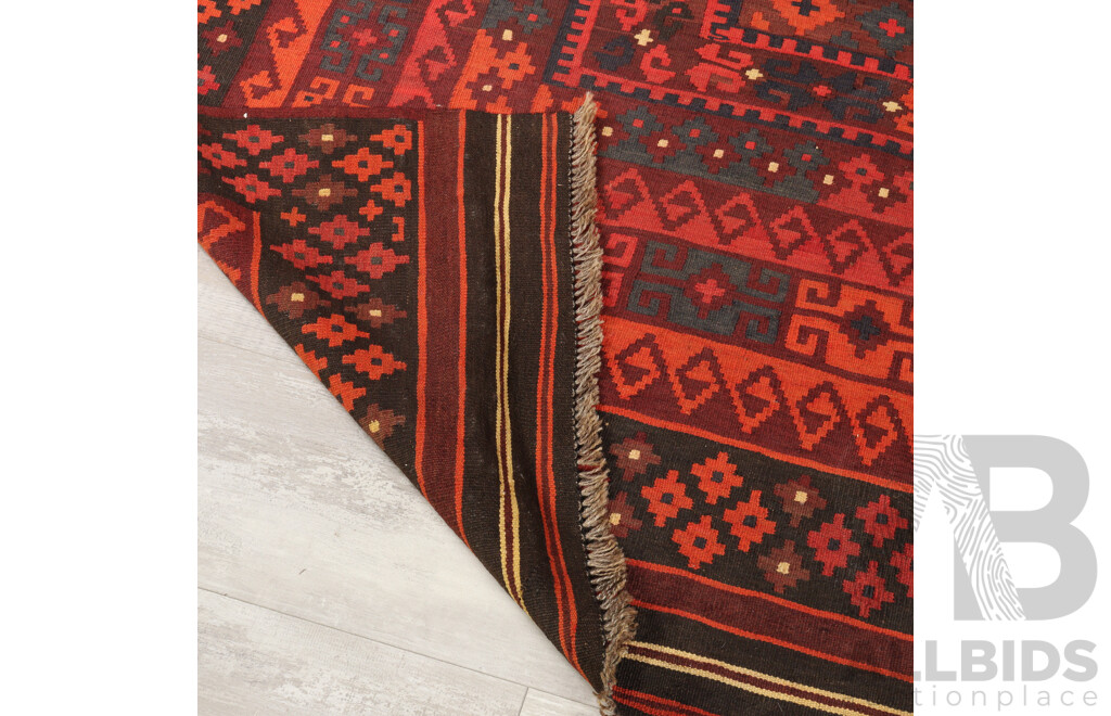 Very Large Hand Woven Wool Persian Maimana Mains Slit Weave Kilim in Rich Colours