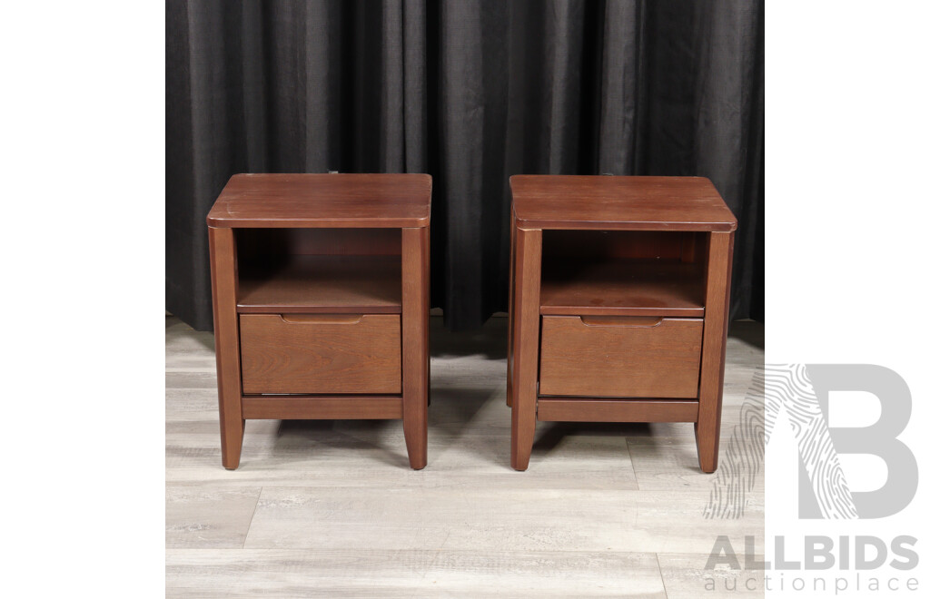 Pair of Modern Timber Single Drawer Bedsides