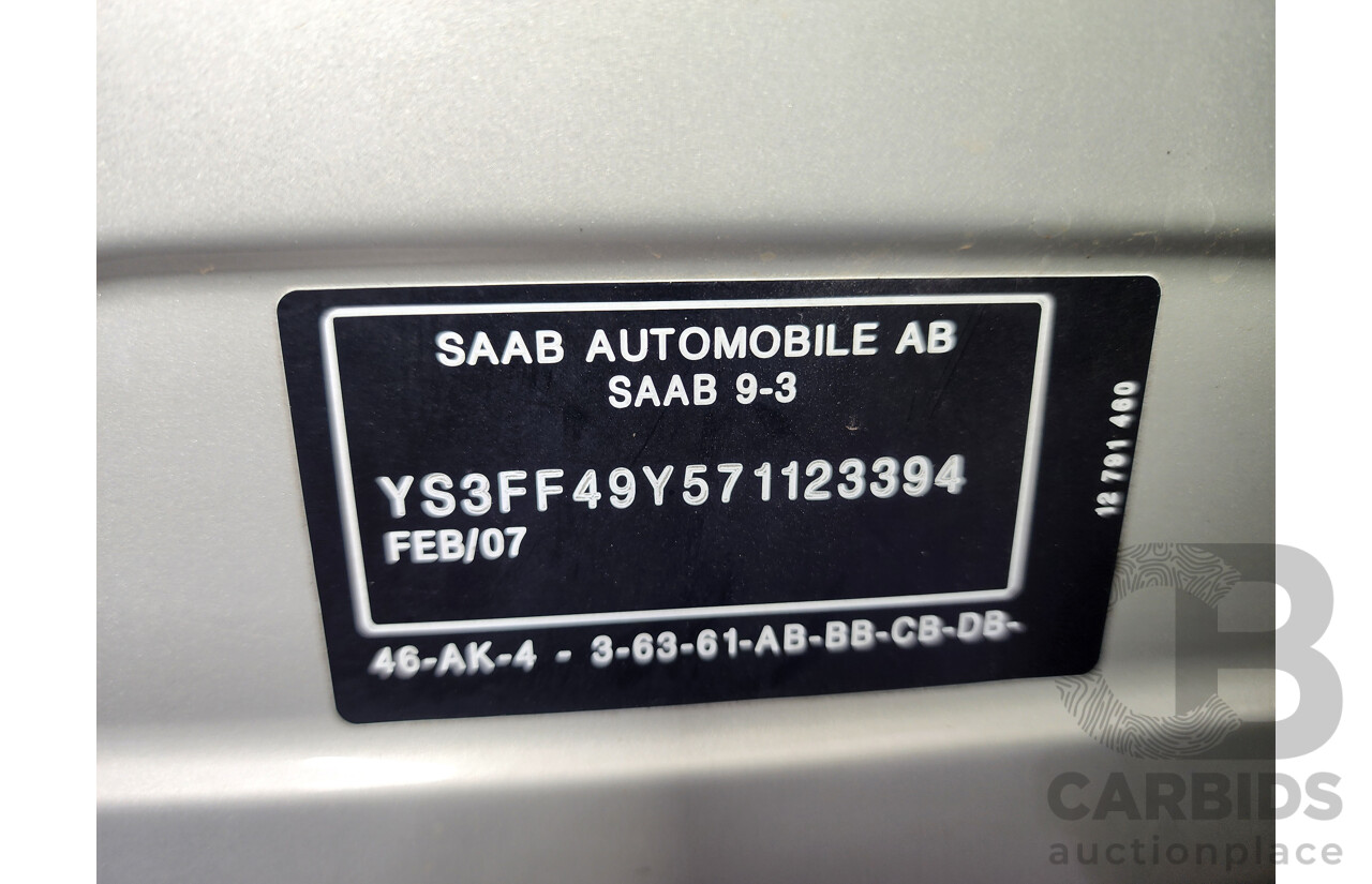 5/2007 Saab 9-3 Vector 2.0T MY07 4d Sedan Silver 2.0L