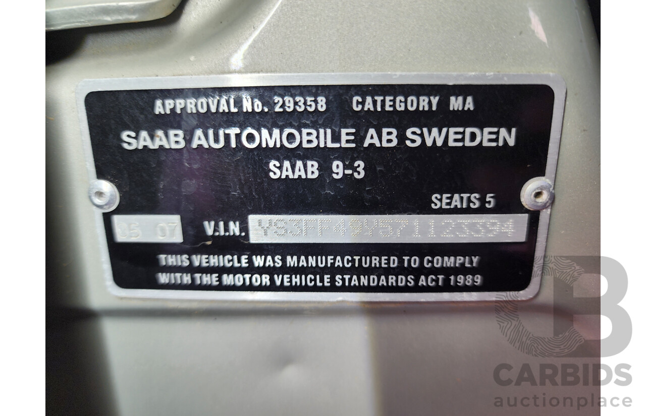 5/2007 Saab 9-3 Vector 2.0T MY07 4d Sedan Silver 2.0L