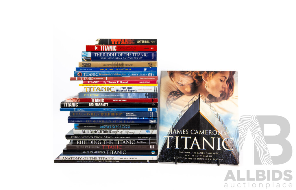 Collection Books Regarding the Titanic, Mostly Hardcovers, Including K Marshalls Art of the Titanic and More
