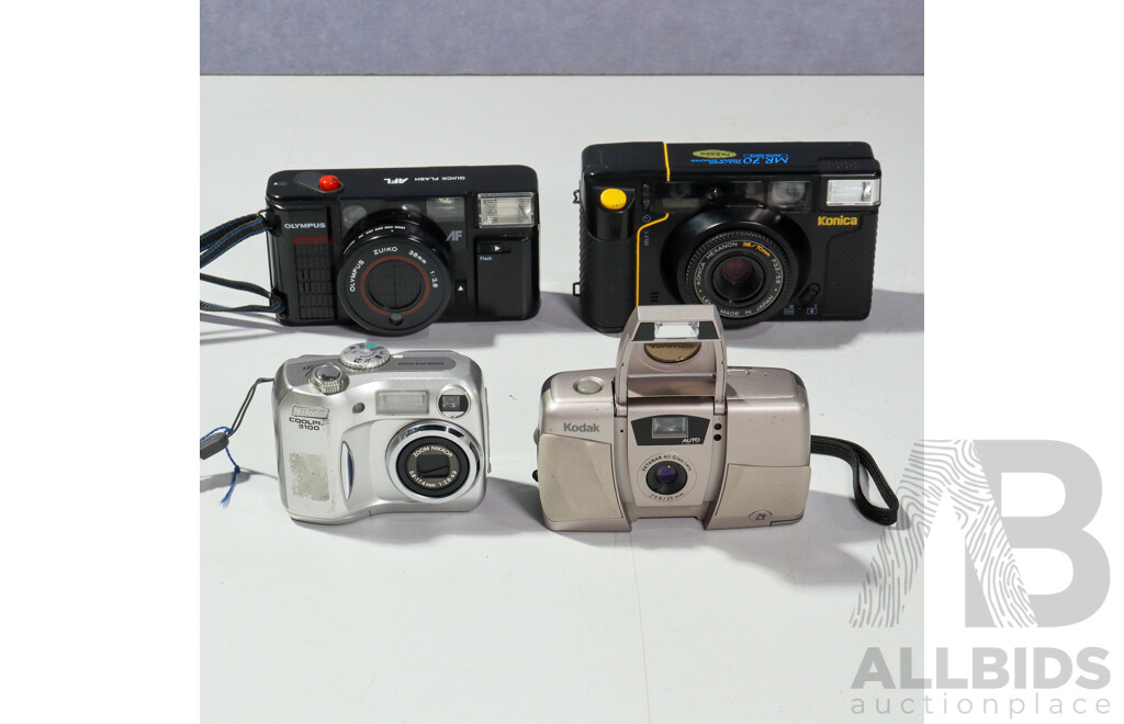Collection Cameras Including Eumig Live Sound FIlm Camera in Bag, Kodak Advantix 2100 Auto in Box and More