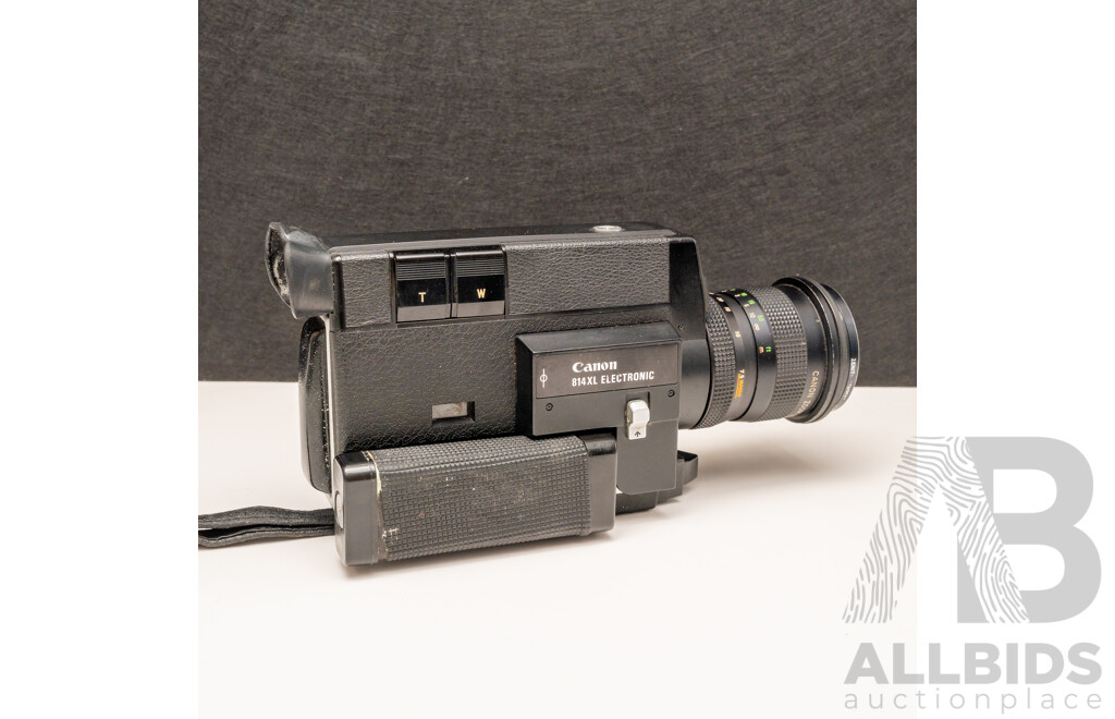 Canon 814XL Electronic Super-8 Movie Camera with Canon C-8 Wide Converter and Accessories