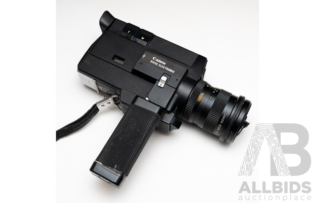Canon 814XL Electronic Super-8 Movie Camera with Canon C-8 Wide Converter and Accessories