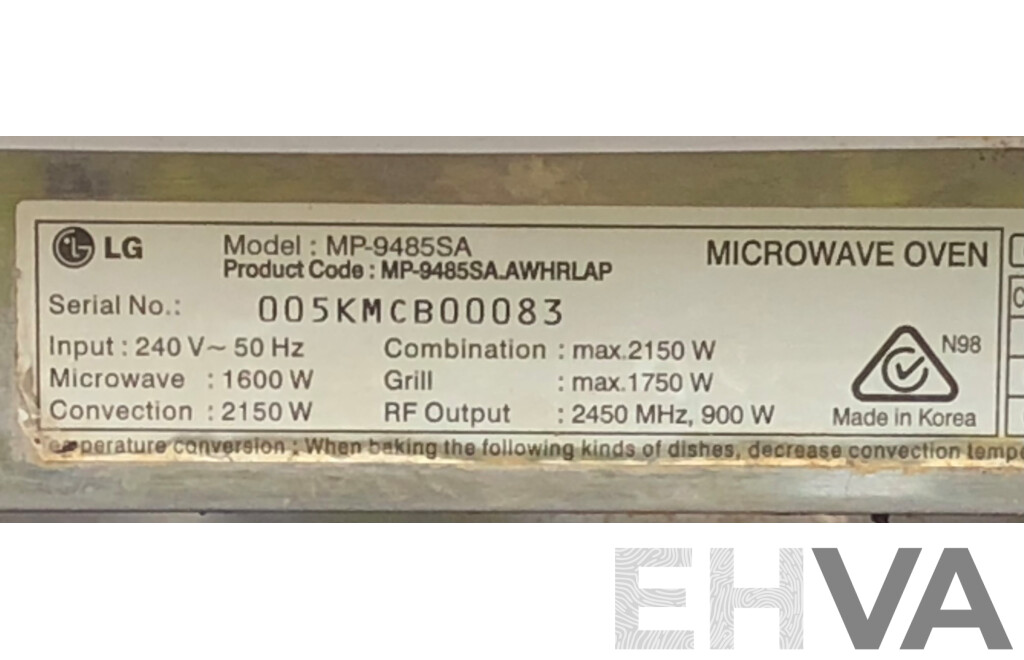 LG 34 Litre SolarDOM Combination - Lot 1623524 | EHVA