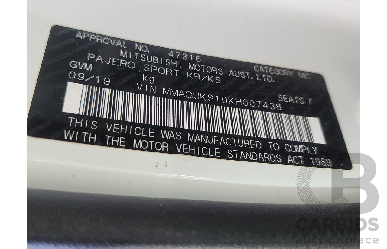 9/2019 Mitsubishi Pajero Sport GLS (4x4) QE MY19 4d Wagon White 2.4 L