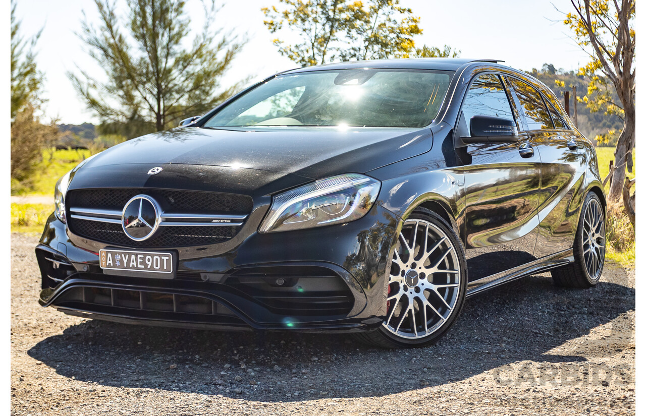 01/2018 Mercedes-Amg A45 4MATIC (AWD) 176 MY18 5D Hatchback Cosmos Black Metallic Turbo 2.0L