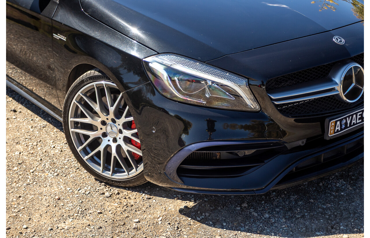 01/2018 Mercedes-Amg A45 4MATIC (AWD) 176 MY18 5D Hatchback Cosmos Black Metallic Turbo 2.0L