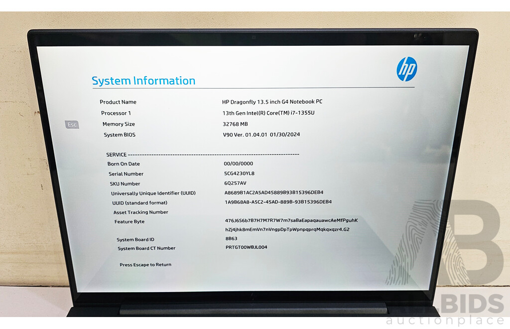 HP Dragonfly G4 Intel Core I7 13th Gen (1355U) 3.70GHz-5.00GHz 10-Core CPU 13.5-Inch Laptop W/ Power Supply