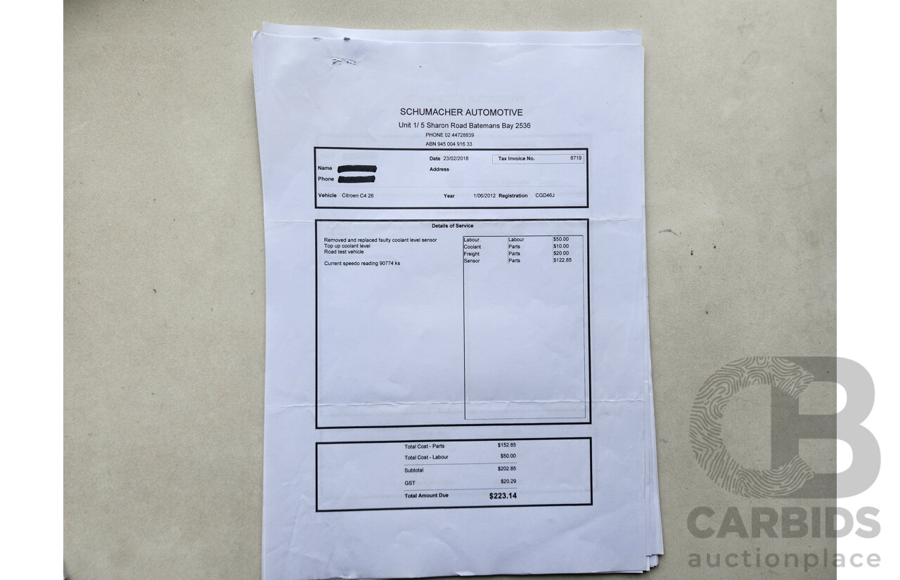 5/2012 Citroen C4 Exclusive Turbo B7 5d Hatchback Red 1.6L