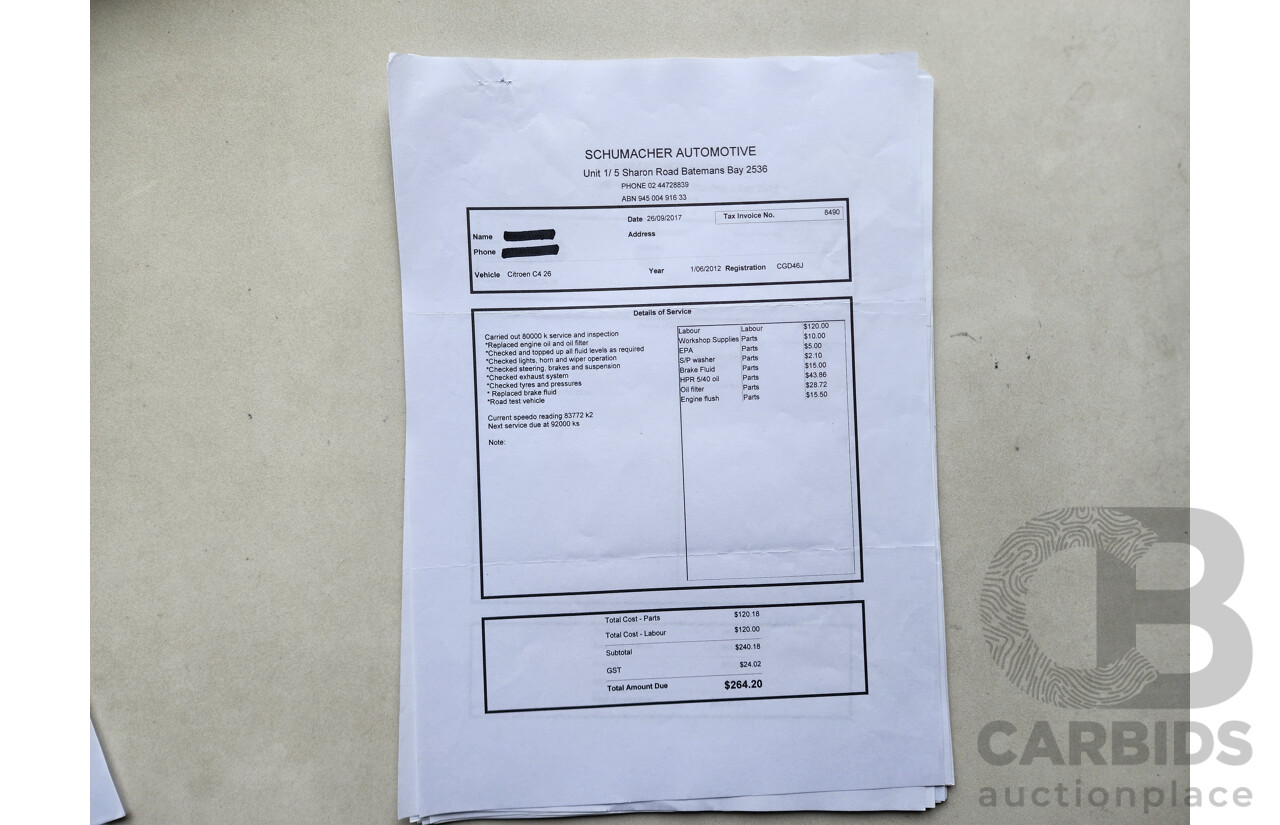 5/2012 Citroen C4 Exclusive Turbo B7 5d Hatchback Red 1.6L