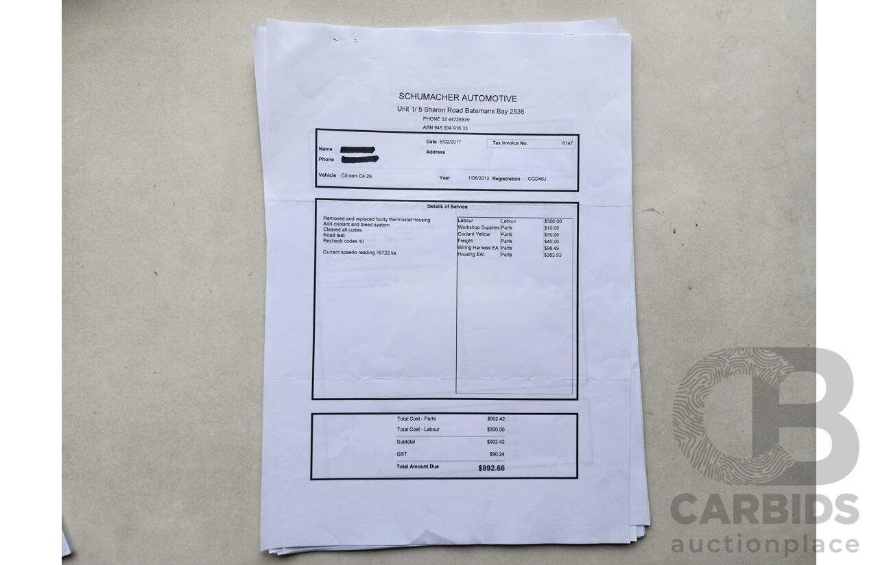 5/2012 Citroen C4 Exclusive Turbo B7 5d Hatchback Red 1.6L