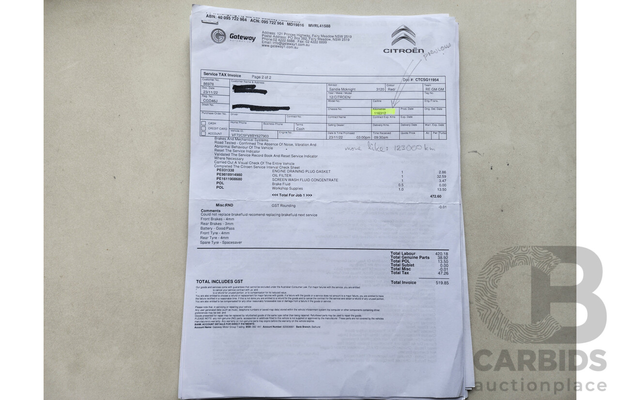 5/2012 Citroen C4 Exclusive Turbo B7 5d Hatchback Red 1.6L