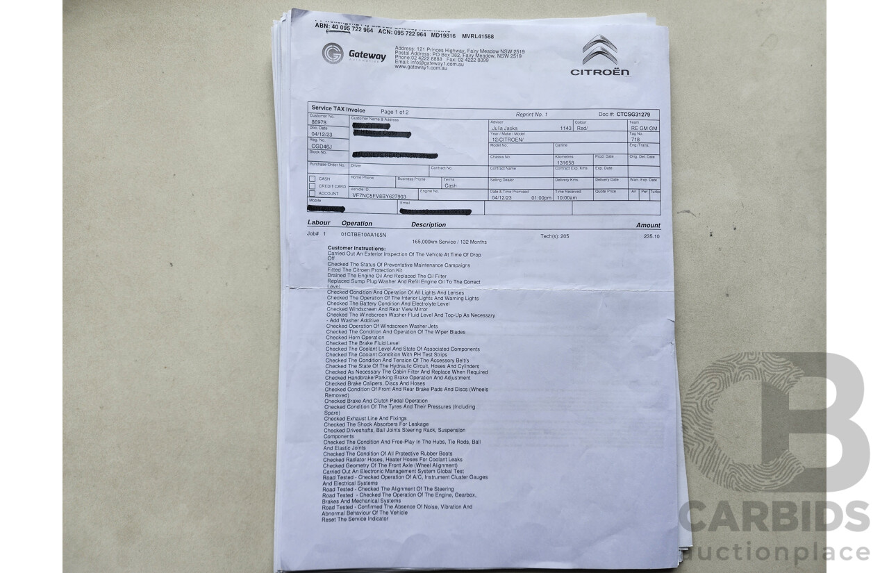 5/2012 Citroen C4 Exclusive Turbo B7 5d Hatchback Red 1.6L