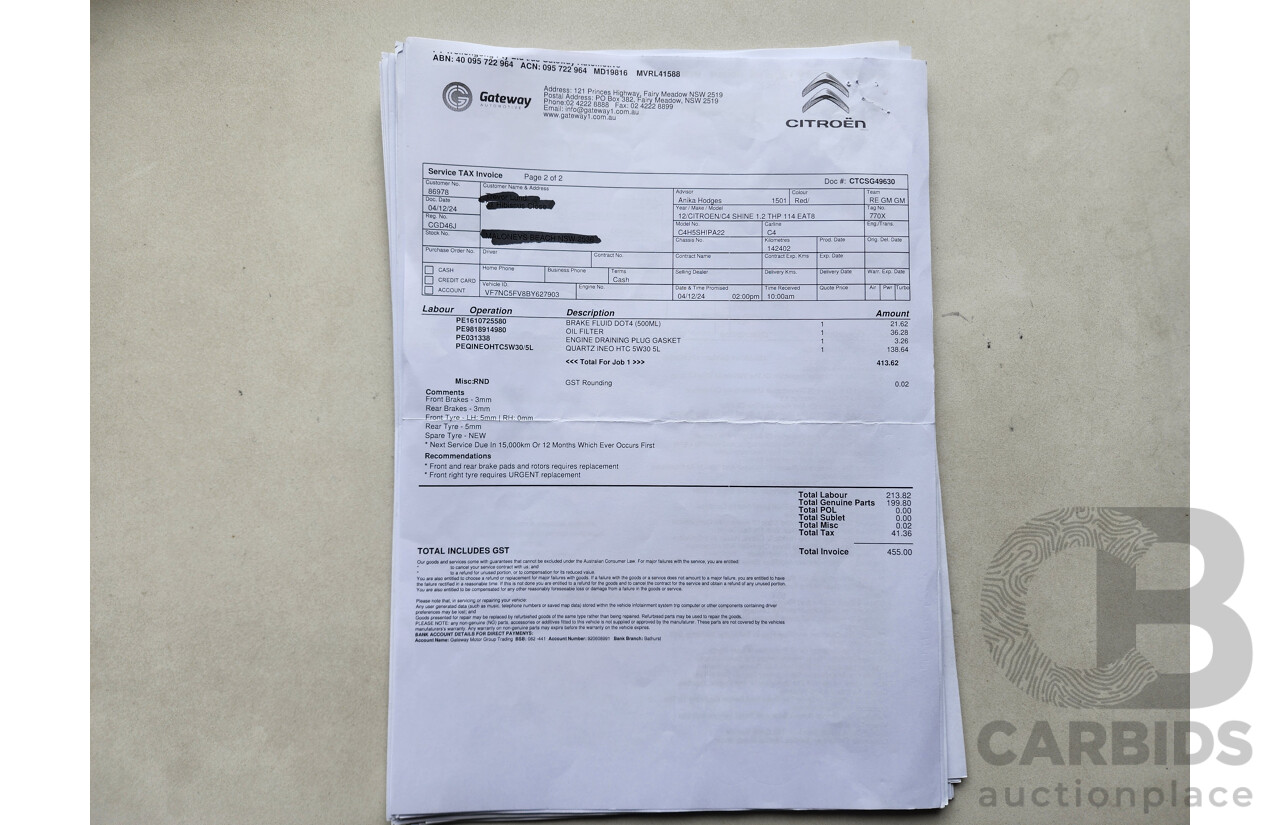 5/2012 Citroen C4 Exclusive Turbo B7 5d Hatchback Red 1.6L