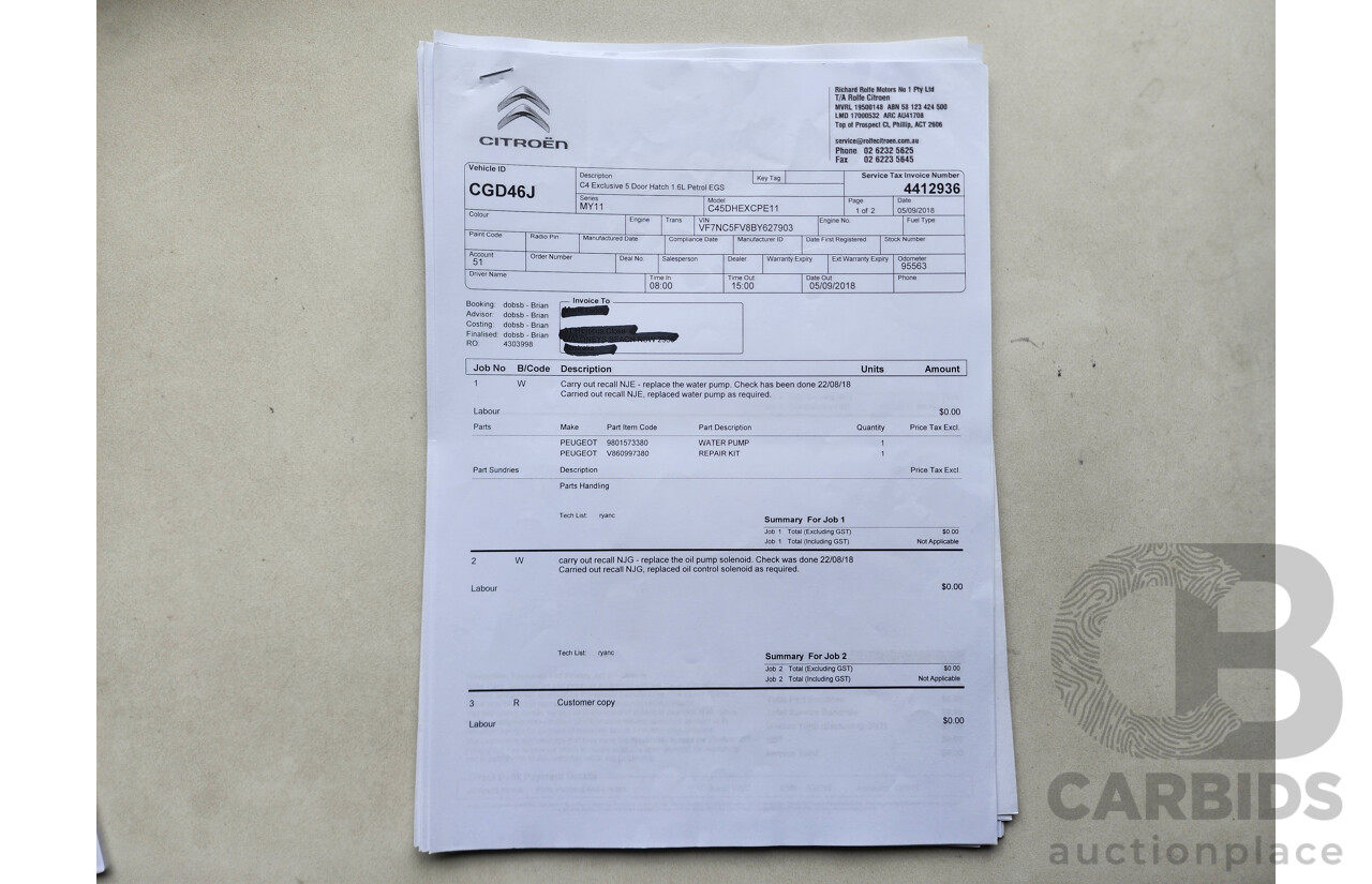 5/2012 Citroen C4 Exclusive Turbo B7 5d Hatchback Red 1.6L