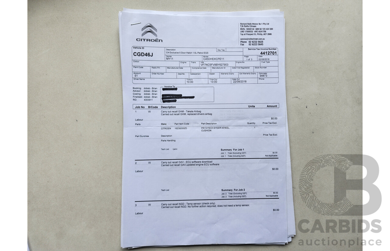 5/2012 Citroen C4 Exclusive Turbo B7 5d Hatchback Red 1.6L