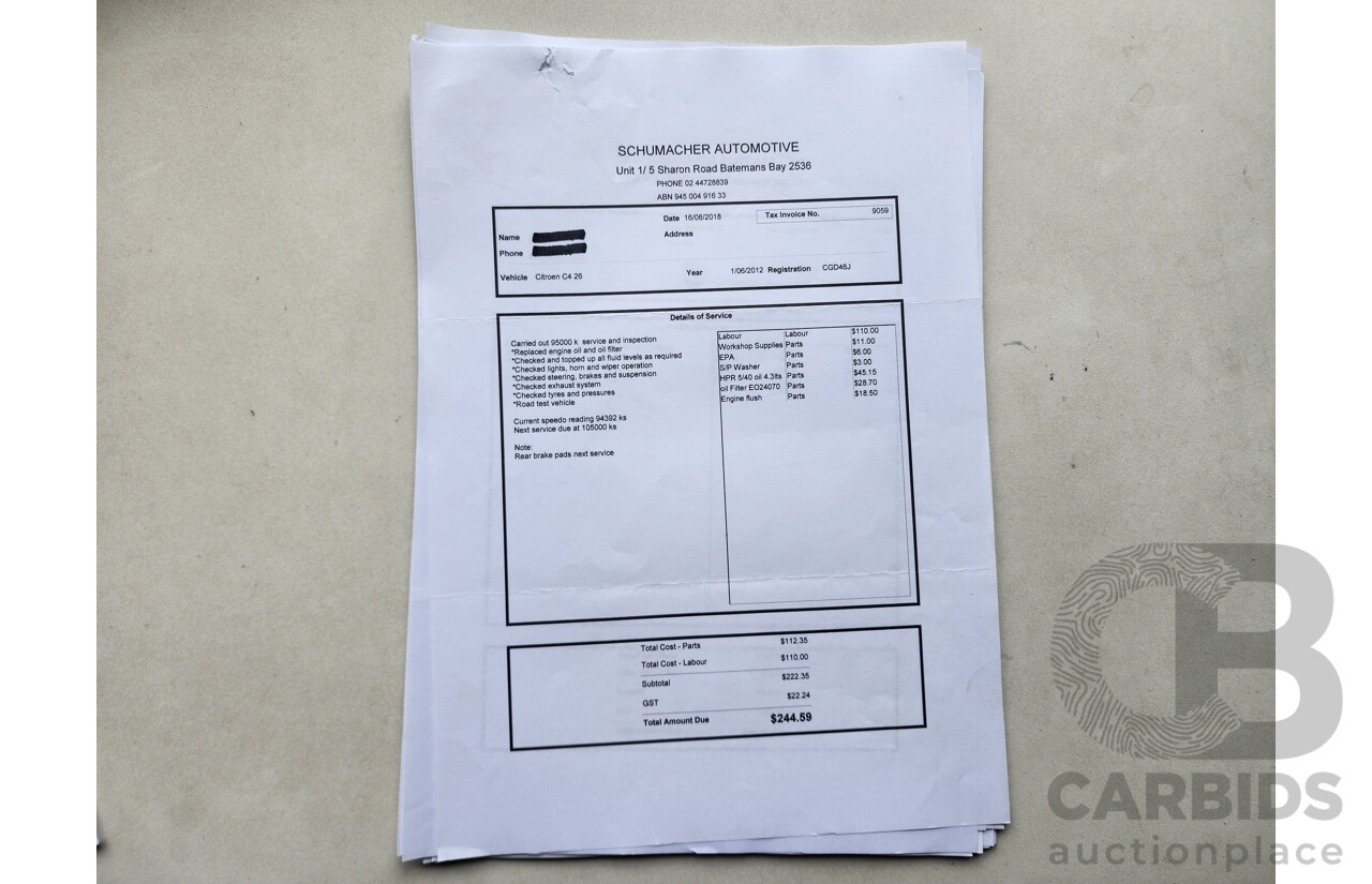 5/2012 Citroen C4 Exclusive Turbo B7 5d Hatchback Red 1.6L