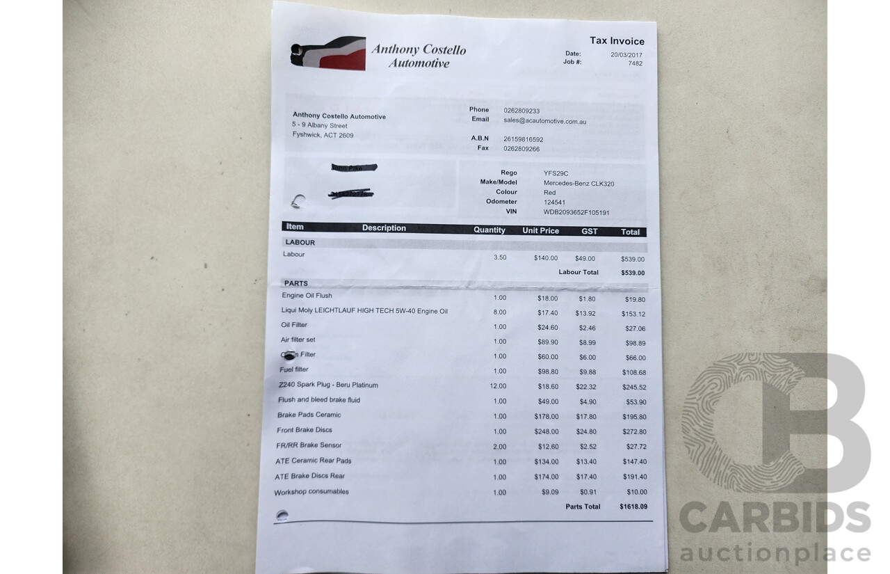 3/2004 Mercedes-Benz Clk320 Elegance C209 2d Coupe Red 3.2L