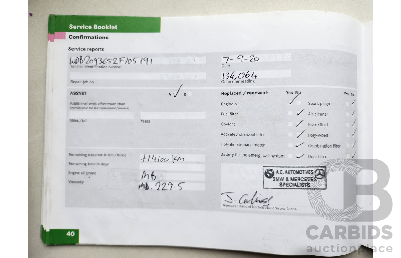 3/2004 Mercedes-Benz Clk320 Elegance C209 2d Coupe Red 3.2L