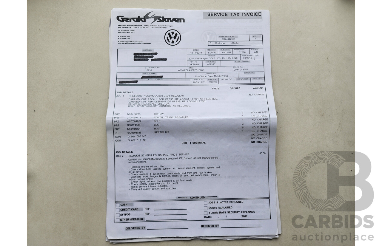 9/2014 Volkswagen Golf 118 TSI Comfortline AU 4d Wagon Grey 1.4L