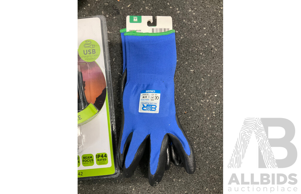 BOBCAT Size 6 Safety Toe Boots, TOOLPRO Impact Wrench , ARLEC Tourch and Gloves - Lot of 4