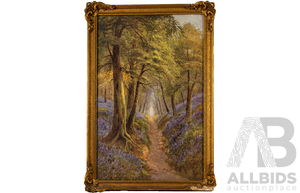 Daniel Sherrin (19/20th Centuries, British, 1868-1940), Bluebell Wood, Vintage Reproduction Colour Print From Original, 56 x 40 cm (frame)