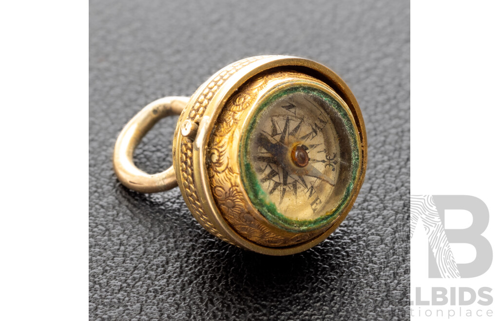 9ct Antique Victorian Orb Compass Pendant, 25mm Long, 4.88 Grams
