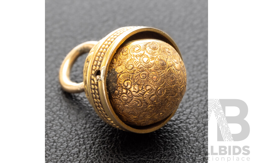 9ct Antique Victorian Orb Compass Pendant, 25mm Long, 4.88 Grams