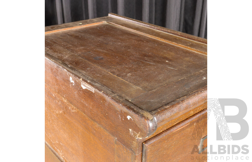 Vintage Oak Four Drawer Filing Cabinet