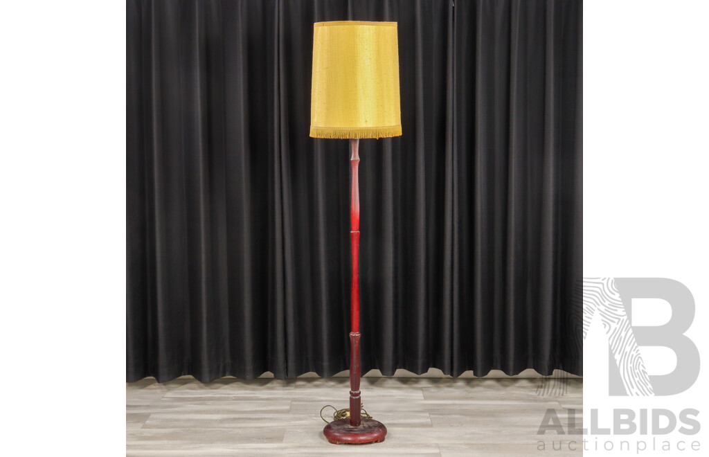 Vintage Turned Timber Floor Lamp